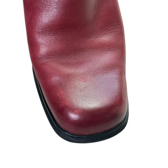 White Mountain Fairchild II Red Leather Boots Women's Sz 7.5 Side Zip Block Heel - Picture 3 of 13